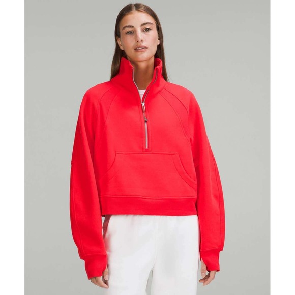 lululemon athletica Sweaters - Lululemon Scuba Oversized Funnel Neck Half Zip Carnation Red M/L